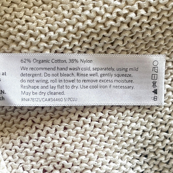 Eileen Fisher Cream Round Neck Short Sleeve Organic Cotton Blend Sweater… - Picture 7 of 7